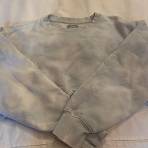 TNA cozy AF cropped blue tie-dye sweater